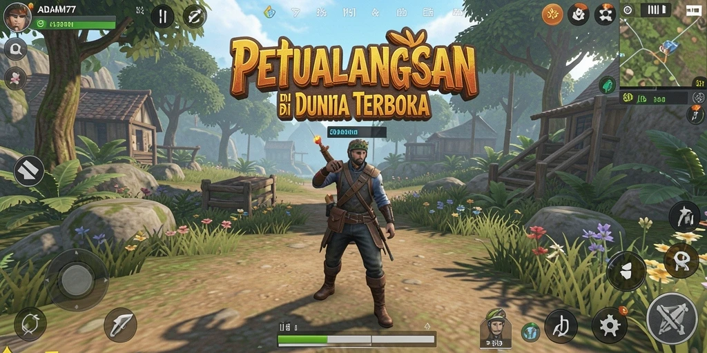 Tampilan gameplay seru di dunia terbuka ADAM77.