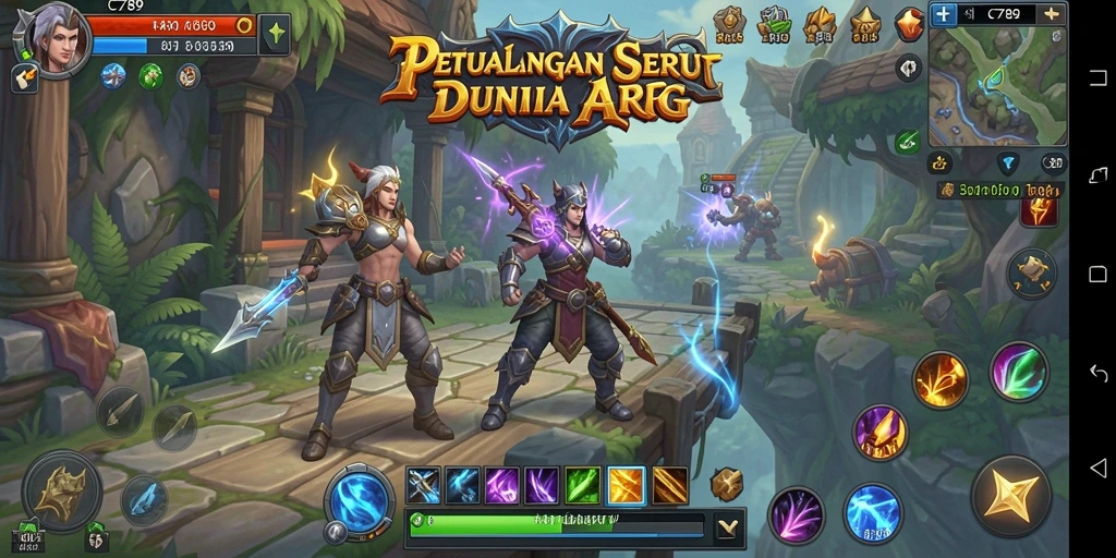 Screenshot gameplay C789 menampilkan pertarungan seru di dunia ARPG.