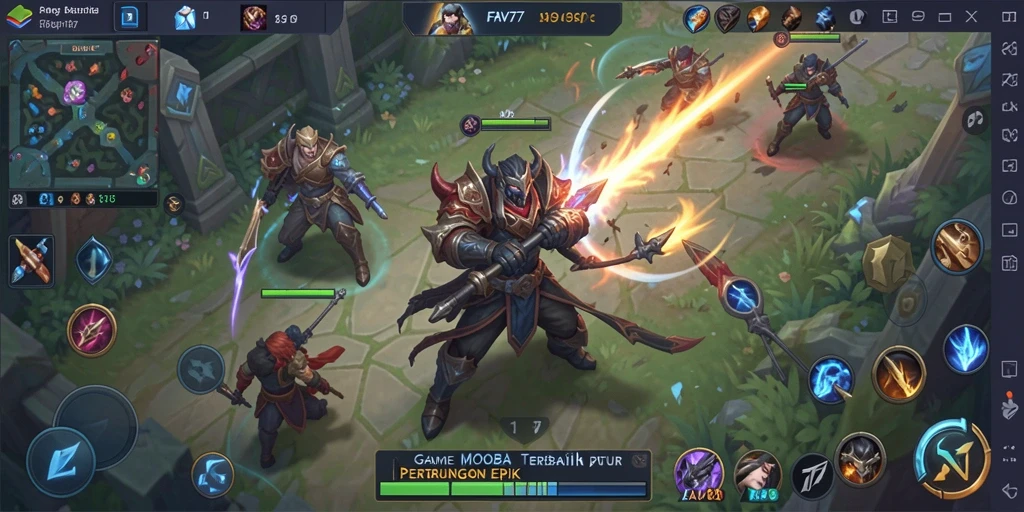 Tampilan gameplay seru dengan karakter unik dalam pertarungan tim.