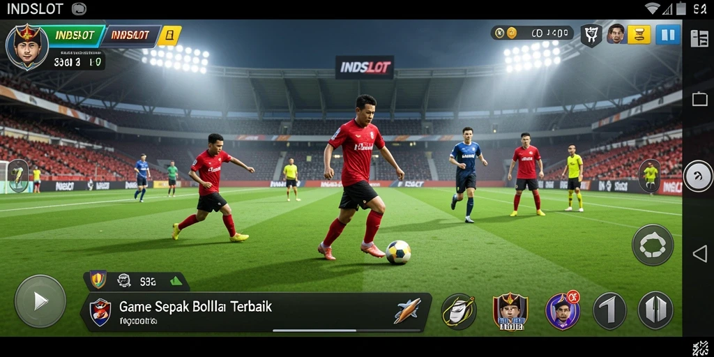 Screenshot gameplay dari INDSLOT menampilkan aksi sepenuh lapangan.