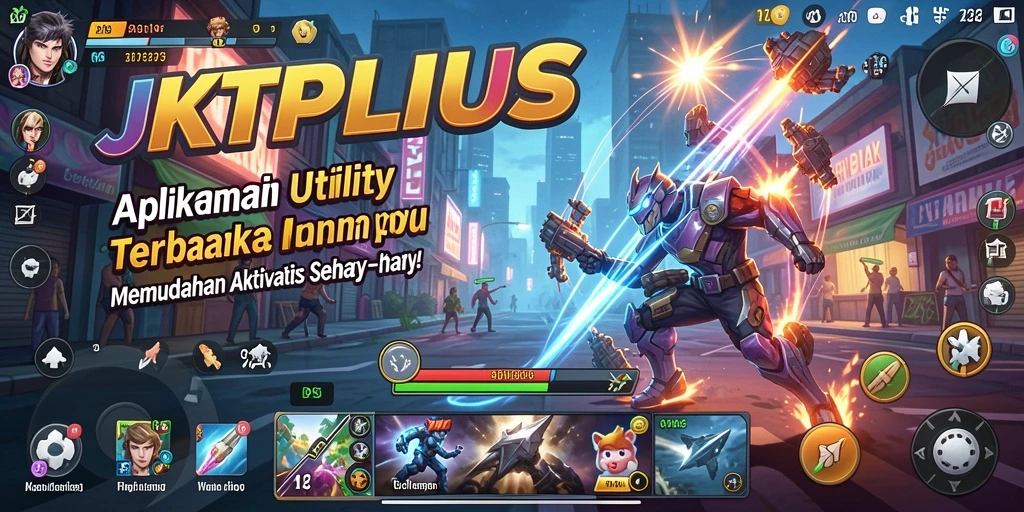 Screenshot utama JKTPLUS menampilkan antarmuka aplikasi yang sederhana dan fungsional.