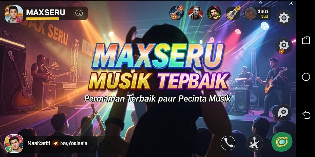 Screenshot gameplay MAXSERU menampilkan aksi musik yang seru.