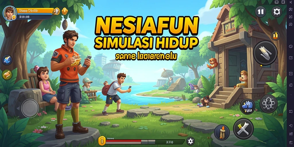 Screenshot dari gameplay NESIAFUN yang menampilkan beragam aktivitas sehari-hari.