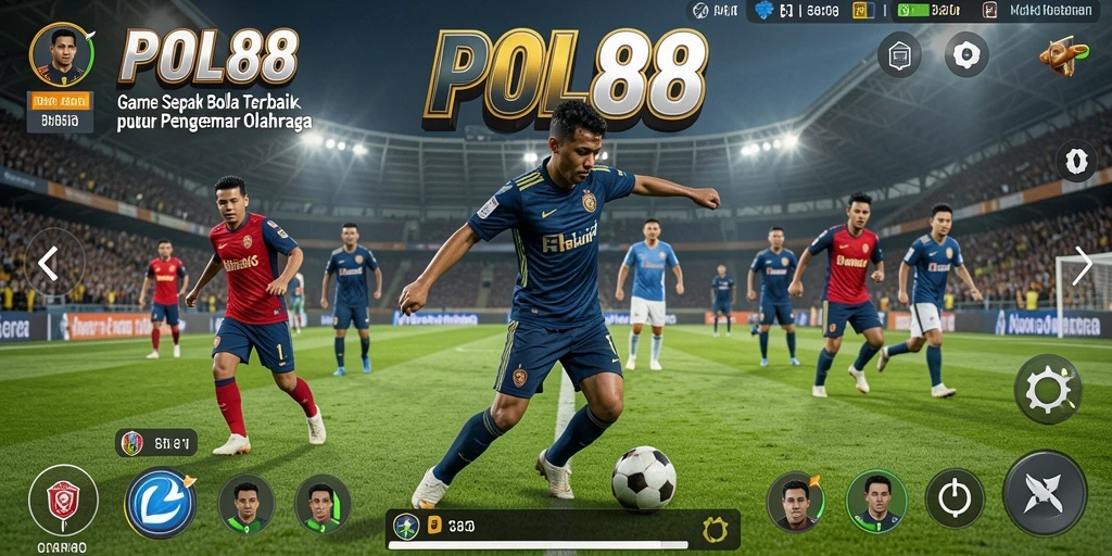 Screenshot gameplay POL88 menampilkan aksi seru di lapangan sepak bola.