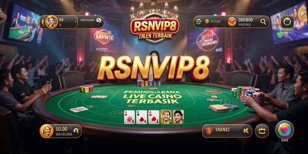 Screenshot menampilkan dealer langsung di meja permainan baccarat RSNVIP8.