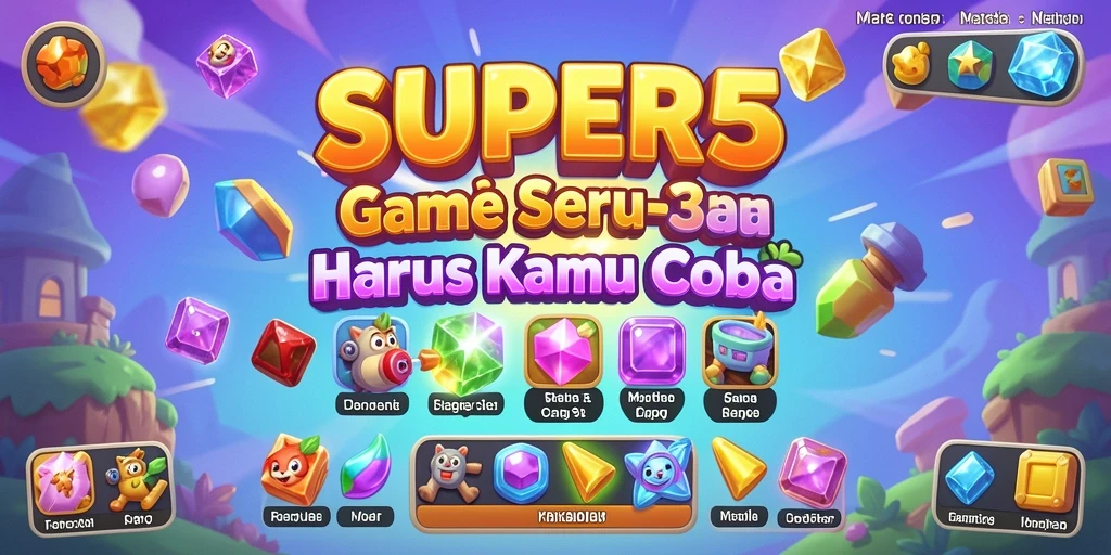Tampilan utama SUPER5 yang penuh warna dengan gameplay seru Match-3.