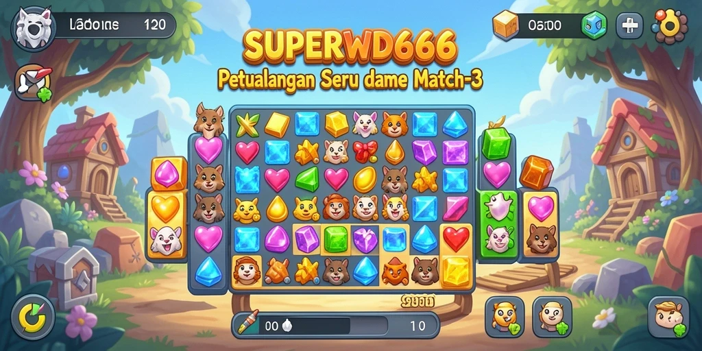 Tampilan gameplay SUPERWD666 dengan kombinasi warna yang menarik.