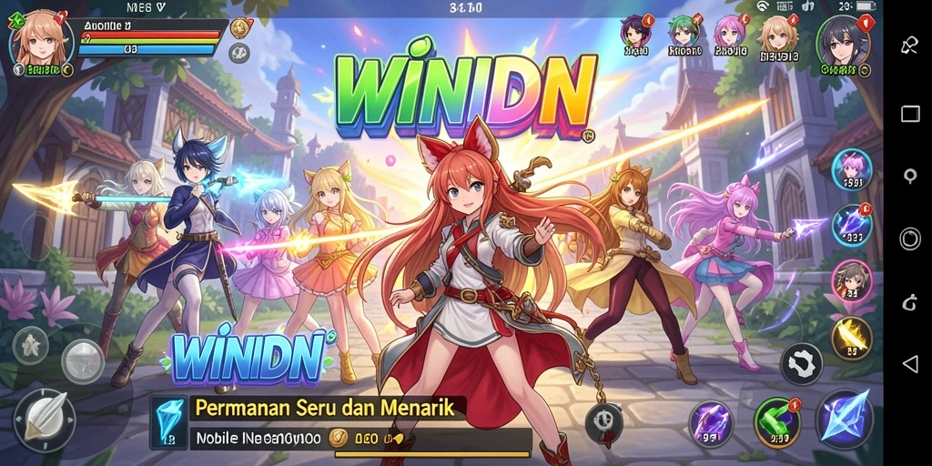 Gameplay menarik di game Anime WINIDN dengan berbagai karakter.
